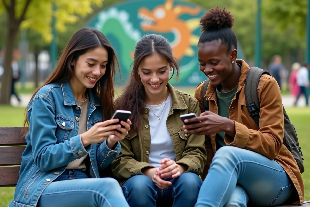 Groupe d amis discutant de stratégies de raid en plein air