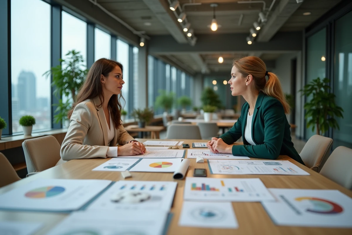Deux consultantes analysant des ressources et rapports sur la dotation factorielle dans le commerce international