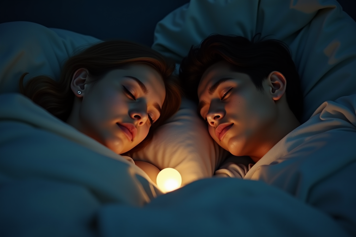 Jeune couple allongé dans le lit à 3h33 du matin