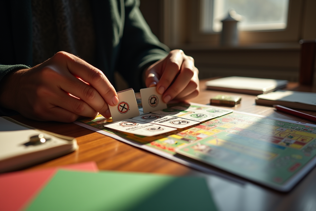 Mains de détective avec cartes Cluedo et scene de jeu