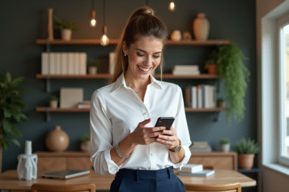 Femme élégante dans un bureau moderne et accueillant
