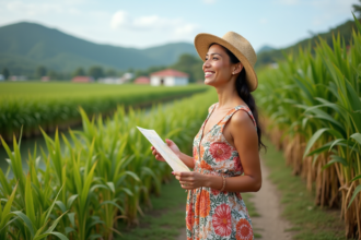 Femme souriante en Martinique avec chapeau et robe colorée