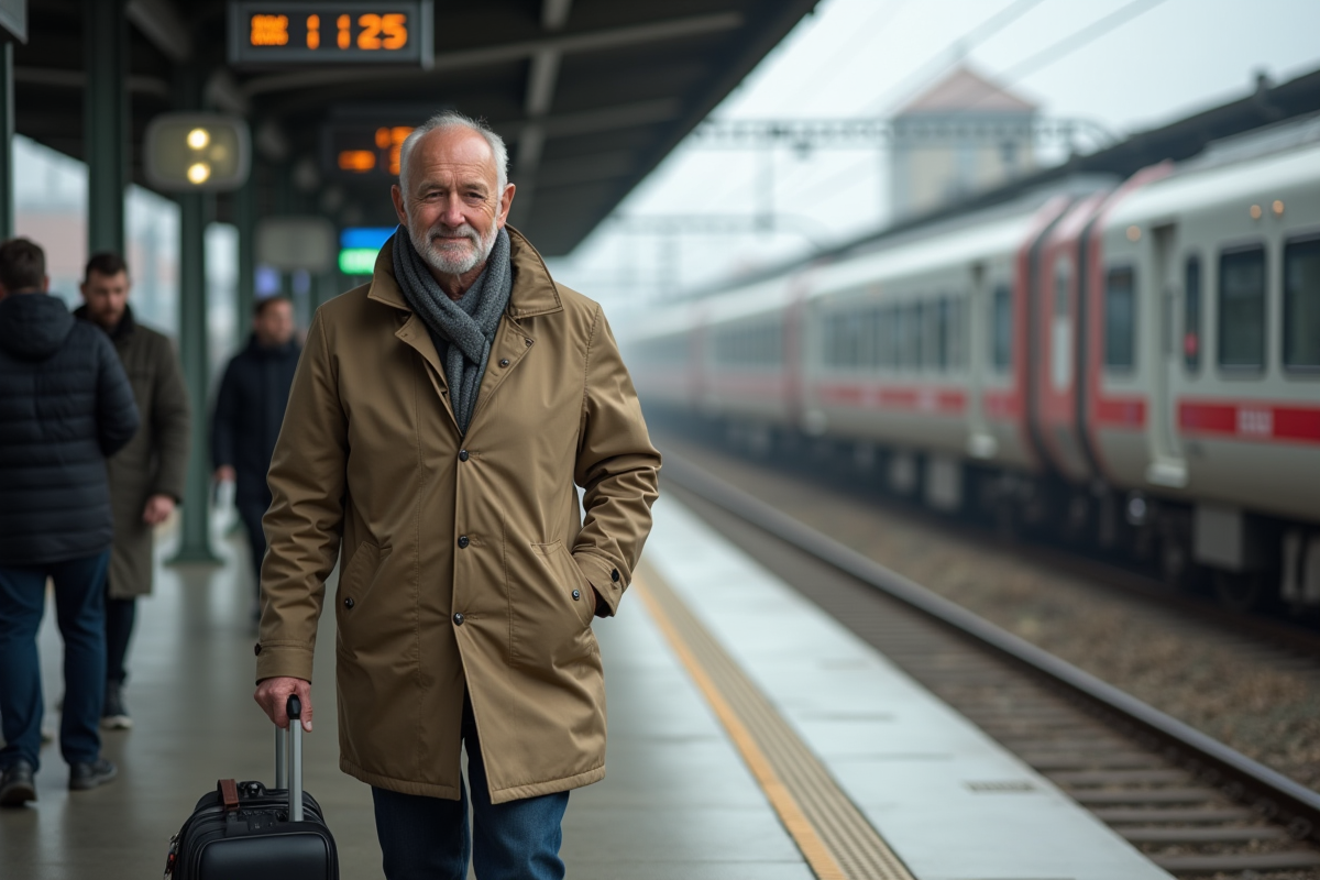 Homme âgé sortant d