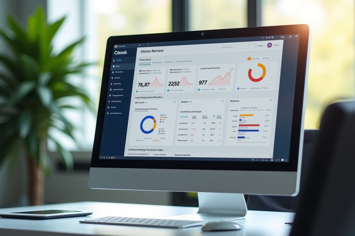 Espace de bureau avec tableau de reputation en ligne et IP en évidence