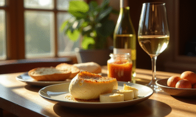 Table élégante avec foie gras et vin blanc doux