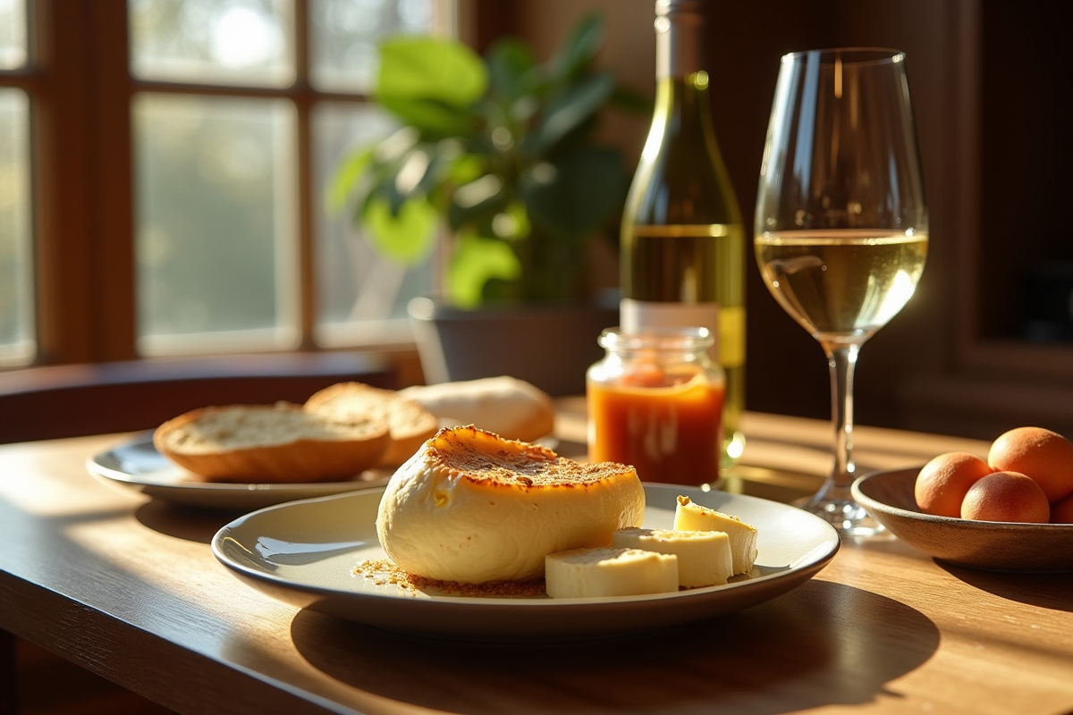 Table élégante avec foie gras et vin blanc doux